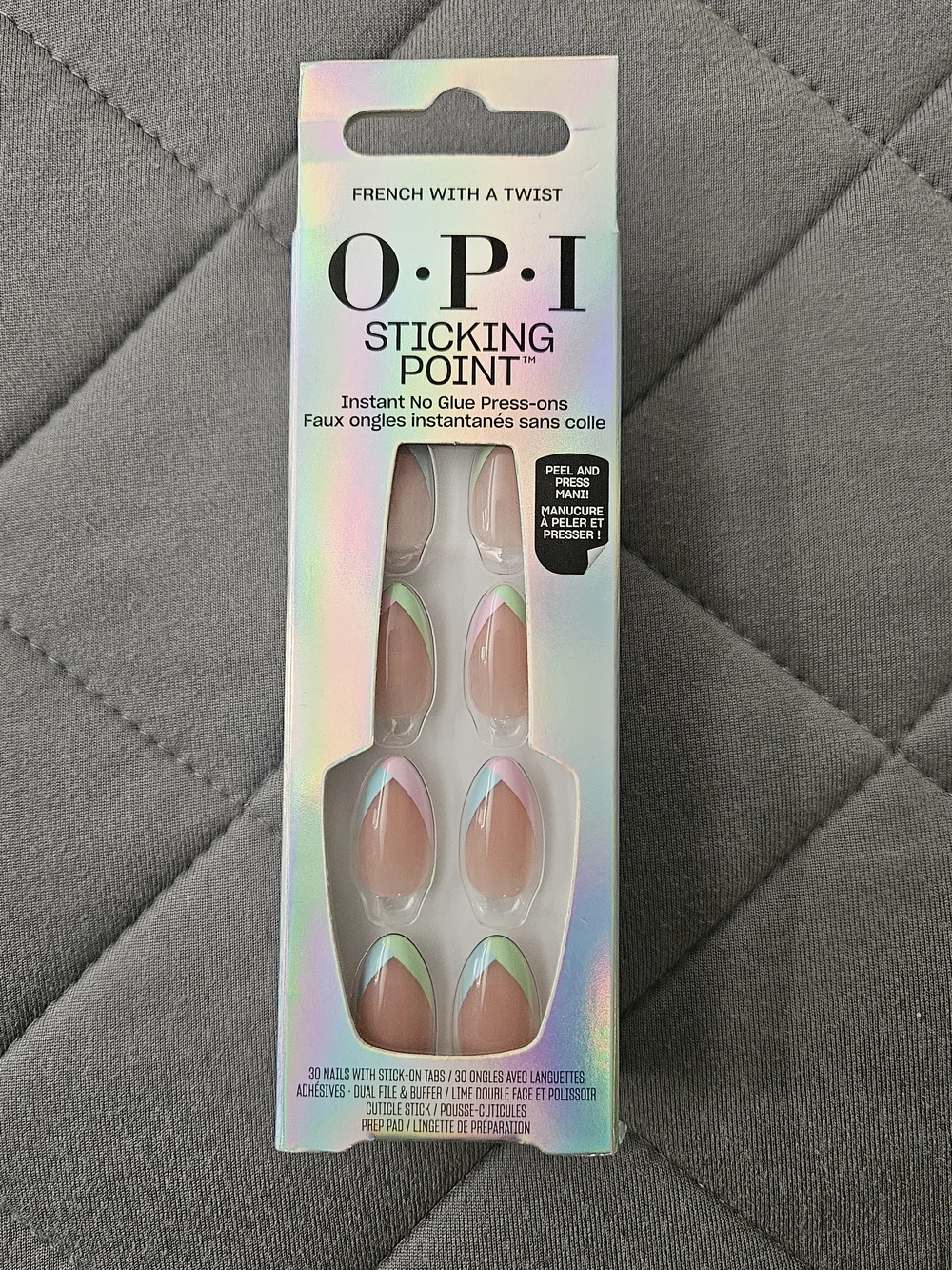 NWT OPI Sticking Point Instant No Glue Press-On Nails - FRENCH WITH A TWIST